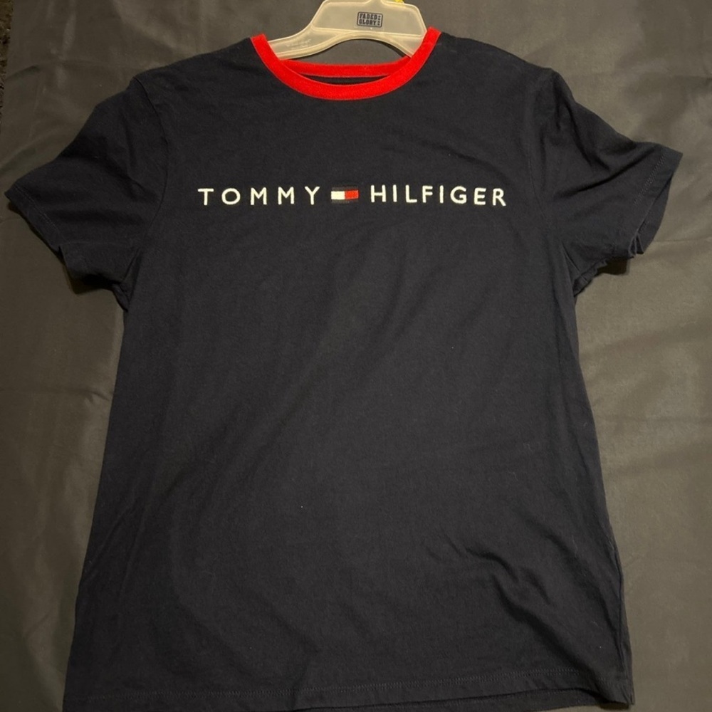 Tommy Hilfiger Navy Tee with Red Collar